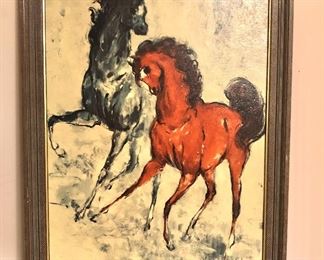 $45 Two horses print mid century modern