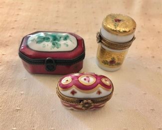 $75 each - Limoges boxes Top #1 Right #2, Lower #3.