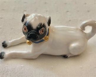 $425 Meissen porcelain dog blue collar gold bells 