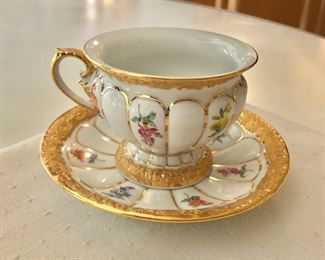 $250  Meissen  gold encrusted porcelain cup and saucer 