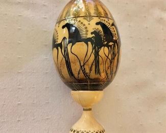 $40 - Horse and fern egg on stand.  Approx 4.75" H.  