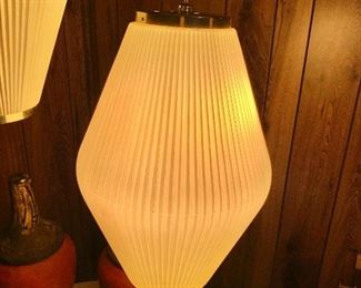 $150 each - Mid century modern hanging lamps each 18" H, approx 10" diam.