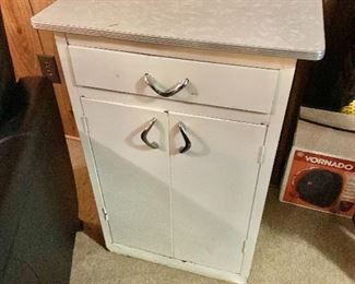 $50 - Vintage metal and formica cabinet AS IS.  35.5" H, 24" W, 19.75" D. 