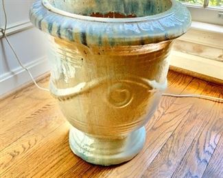 $95 each - Large ceramic glazed urn #1 - two available.  Each 16" H, 12" diam. 