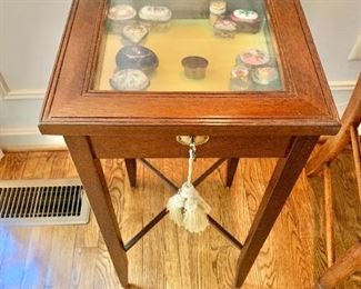 $125 Vintage, hinged display table.  25" H, 12" W, 12" D. 