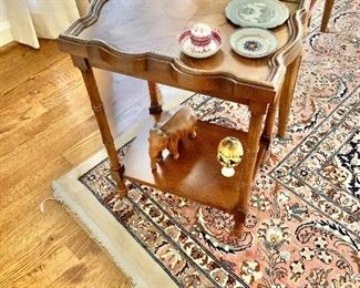$120 - Vintage side table with shelf.    18.5" H, 9.25" W, 14" D. 