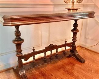 $350 - Vintage console table. 30" H, 48" L, 18.5" W.