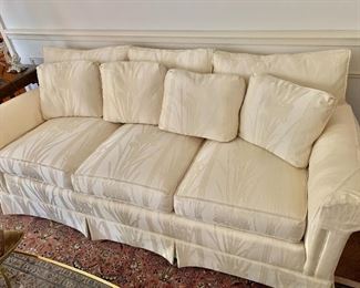 $450 - Vintage Vanguard three cushion white upholstered sofa.  32" H, 75.5" W, 31.5" D, seat height 18". 
