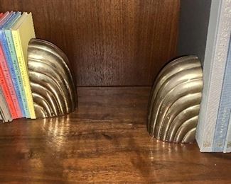 $50 - Pair or art deco brass bookends. Each 5.75" H. 