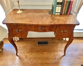 $495 - Vintage desk with wallpaper lining - 30" H, 42" W, 22" D. 
