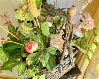 $45 - Silk floral arrangement in twisted basket.  Approx 20" H. 