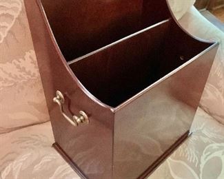 $30 Letter holder with brass handles.   16" H, 11.5" W, 8.5" D. 