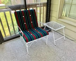 $95 - Vintage arm chair 28" H, 28.5" W, 29" D, seat height (without cushion) 13.5".  $50 side table 