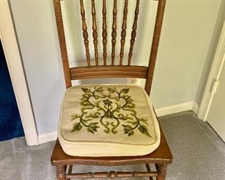 $95 - Vintage chair #1 -  2 available.  38.5" H, 16.5" W, 14.5" D, seat height 17.5". 