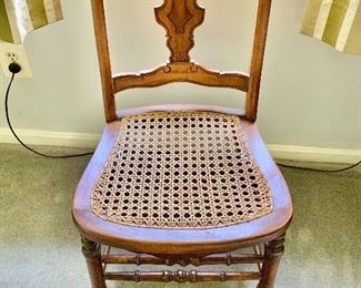 $75 - Vintage chair with cane seat,  32.5" H, 17" W, 15.5" D, seat height 17.5". 