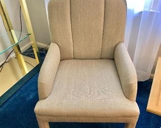 $275 - Pair of contemporary accent chairs -  Each 39.5" H, 21" W, 24" D, seat height 17.5". 