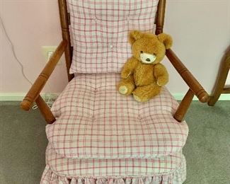 $120 - Child's cushioned chair -  33" H, 22.5" W, 20" D, seat height 16". 