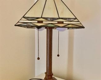 $120 - Tiffany style lamp #2 - 21" H, shade 10.25" square.