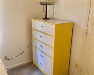 $125 Yellow and white tall dresser. 48" H, 34" W, 18" D.