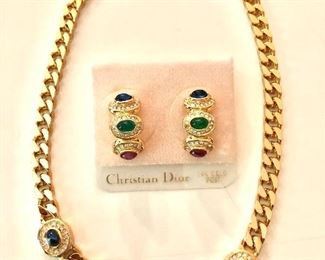 $295 Christian Dior necklace and earrings set Necklace 16.25" L.  Earrings 1" L. 