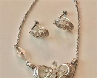 $40 Gold filled pearl and silver tone necklace and earrings set.  Necklace 18" L.  Earrings 0.75" L.  