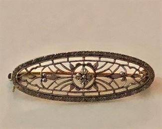 $85 Delicate vintage pin or brooch. 1.5" L, 0.5" H