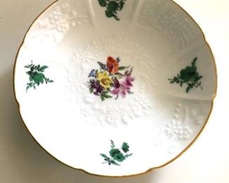 $130   Meissen Floral  dish  or shallow bowl.  6.5" diam. old mark 