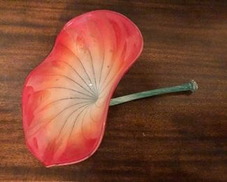 $30 Very large glass flower.  Approx 11" long, face  6.5" W. 