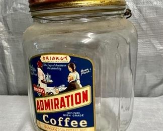 Admiration Coffee Jar Red top  about 2 qt   Handled
