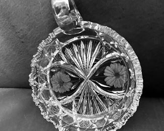 Cutglass nappy candy dish