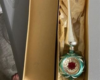 blown glass tree topper in original box
