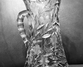 Gorgeous ABP or EAPG tall water pitcher  Also offered will be glasses