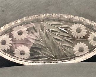 cutglass relish dish boat shaped