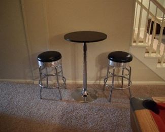 bar table, stools