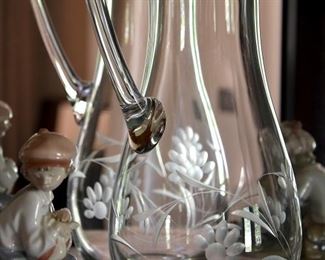 etched glass pitcher