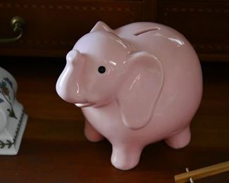 pink ceramic elephant bank