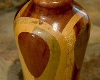 wood vase, inlay