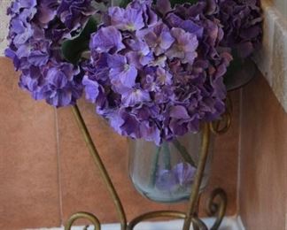 vase with faux flowers