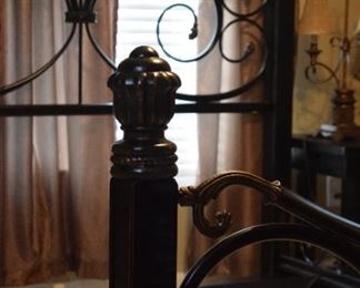 metal bed, black, detail