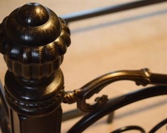 metal bed, black, detail