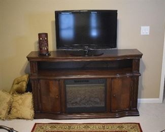 bedroom stand with electric "fireplace"/heater