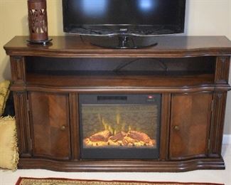 bedroom stand with electric "fireplace"/heater
