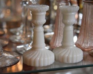 milk glass candlesticks 