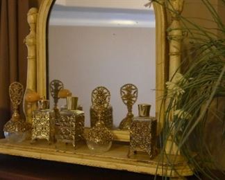 perfume bottles, mirror
