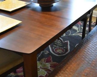 dining table with chairs and bench