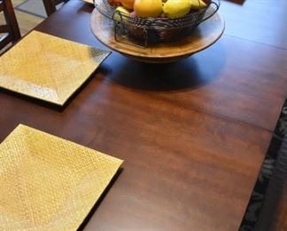 dining table with chairs and bench