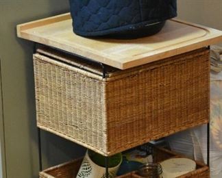 wicker storage on wheels