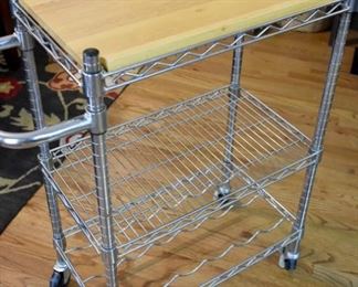 chrome stand/wine rack with cutting board top