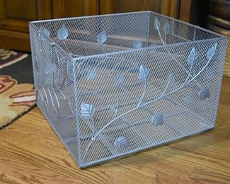 large metal box, leaf motif