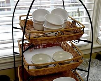 tired wicker trays, ramakin cookware